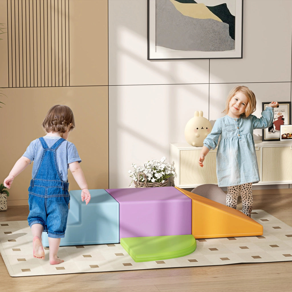 Set 4 Costruzioni Morbide per Bambini 1-3 Anni in Schiuma e Pelle PU Multicolore