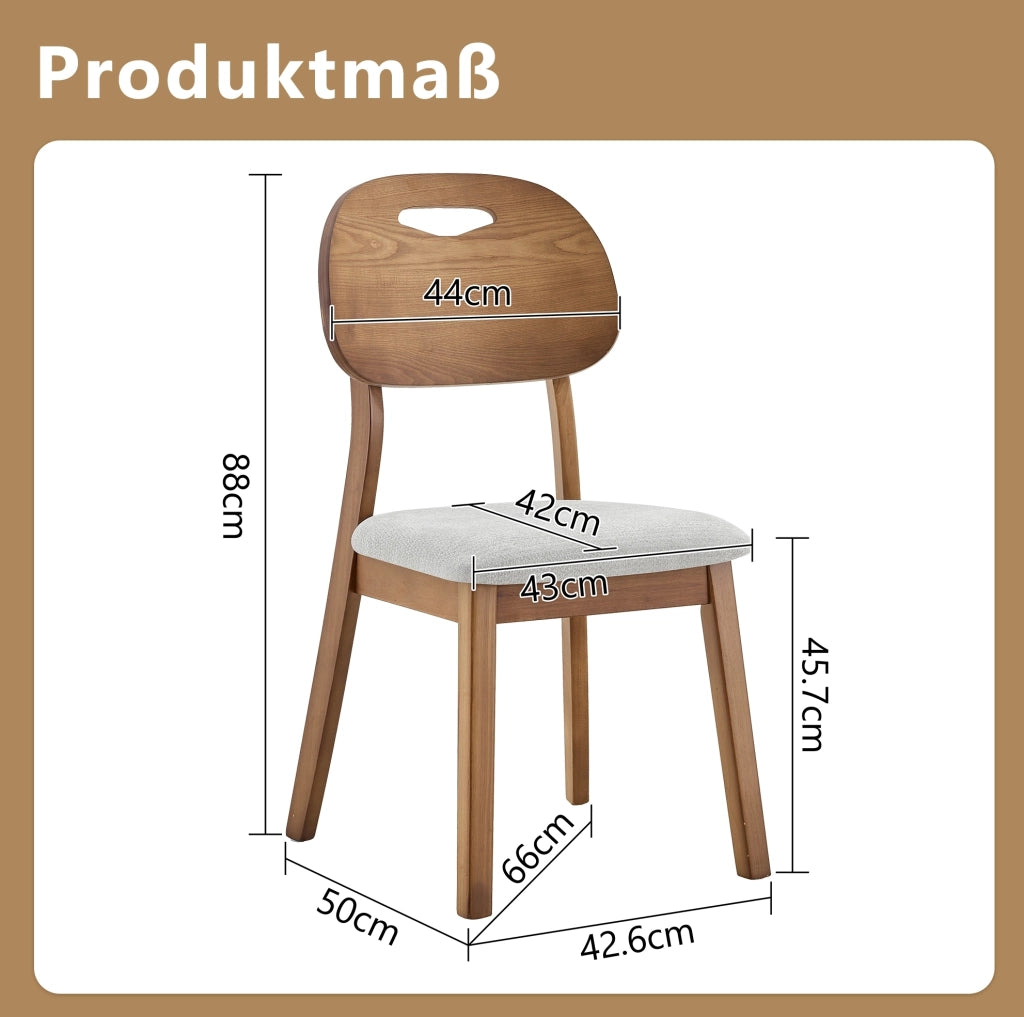 Set di 2 sedie da pranzo con schienale ovale e maniglia; legno; grigio