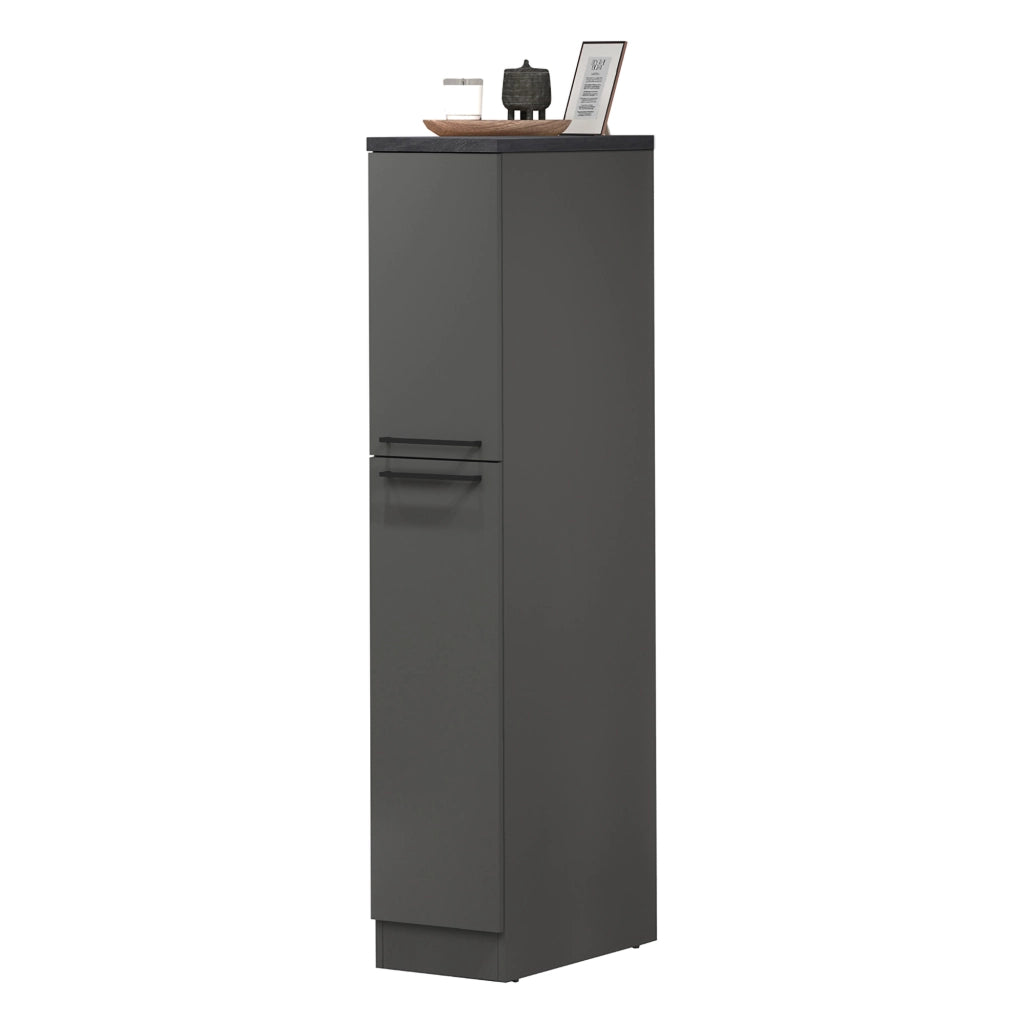 Dispensa da cucina Atrax, Mobile multiuso, Armadio portaoggetti a 2 cassettoni, 100% Made in Italy, 30x60h165 cm, Antracite e Ardesia