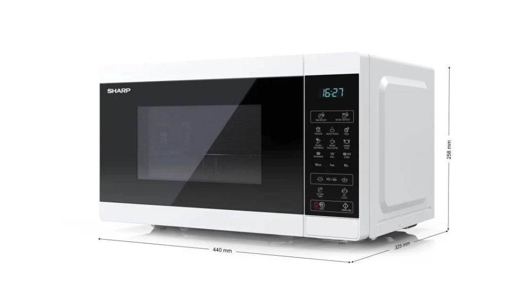 Sharp YC-MG02E-W forno a microonde Blu, Bianco Superficie piana 20 L 800 W
