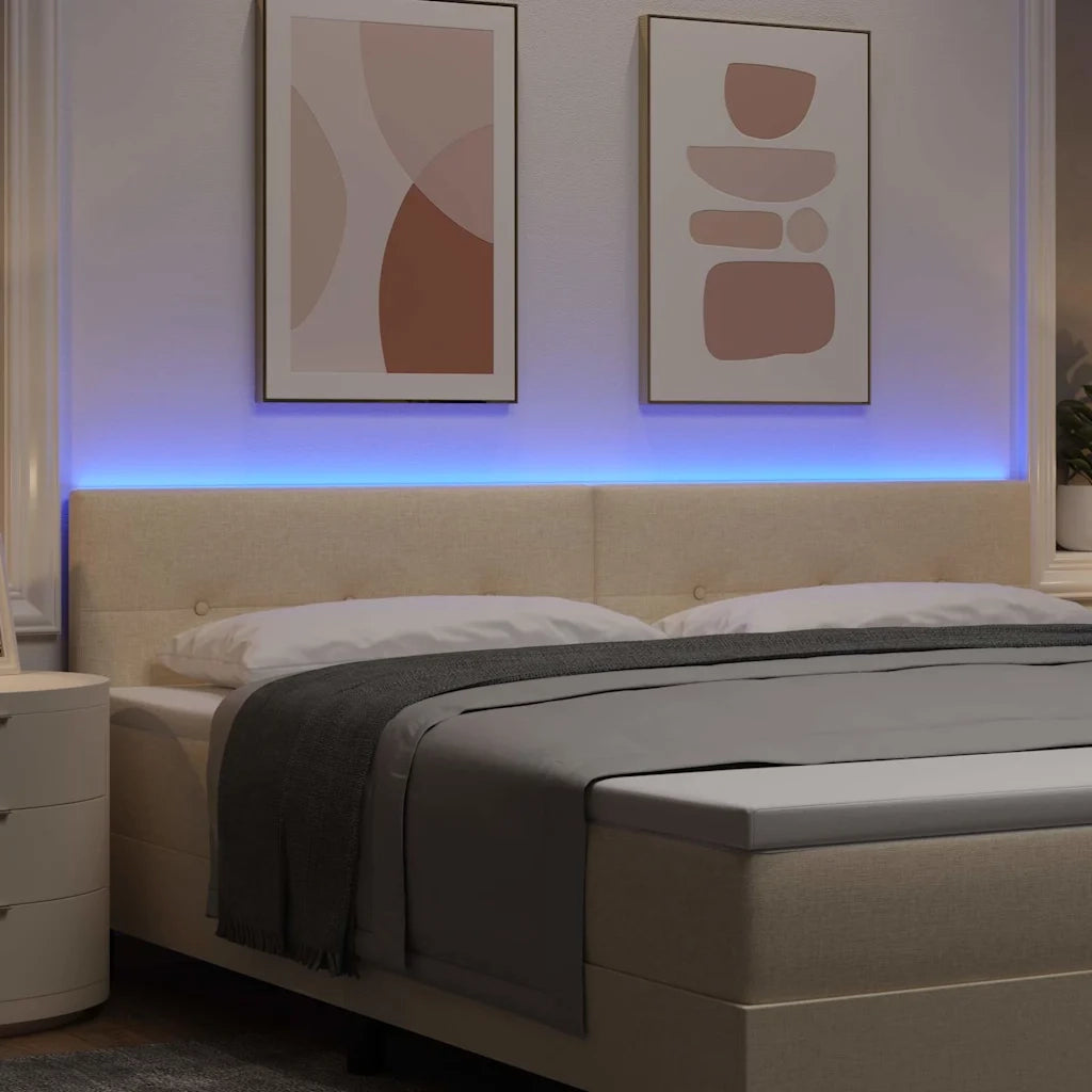 Testiera LED con strisce LED con testiera Crema 200 cm Tessuto 3338166