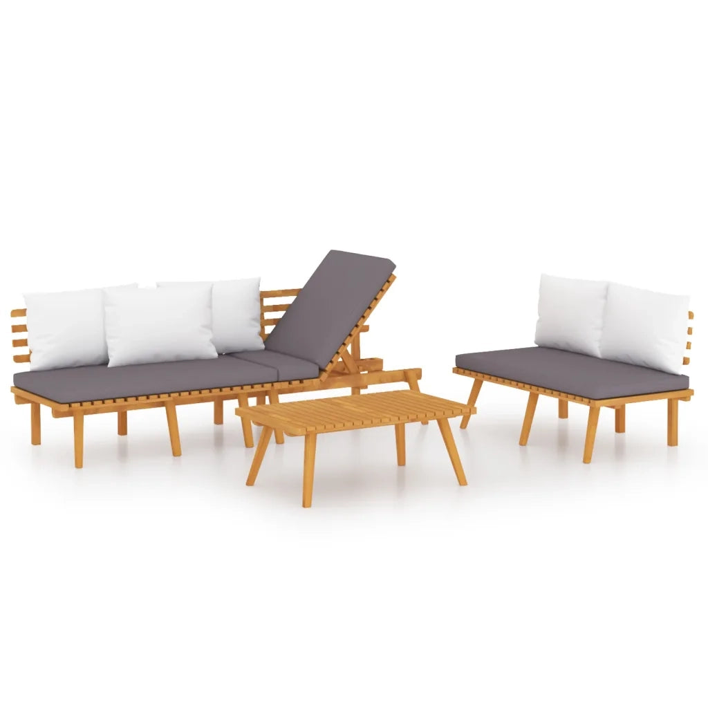 Set Divani da Giardino 3 pz con Cuscini in Massello di Acacia 3087012