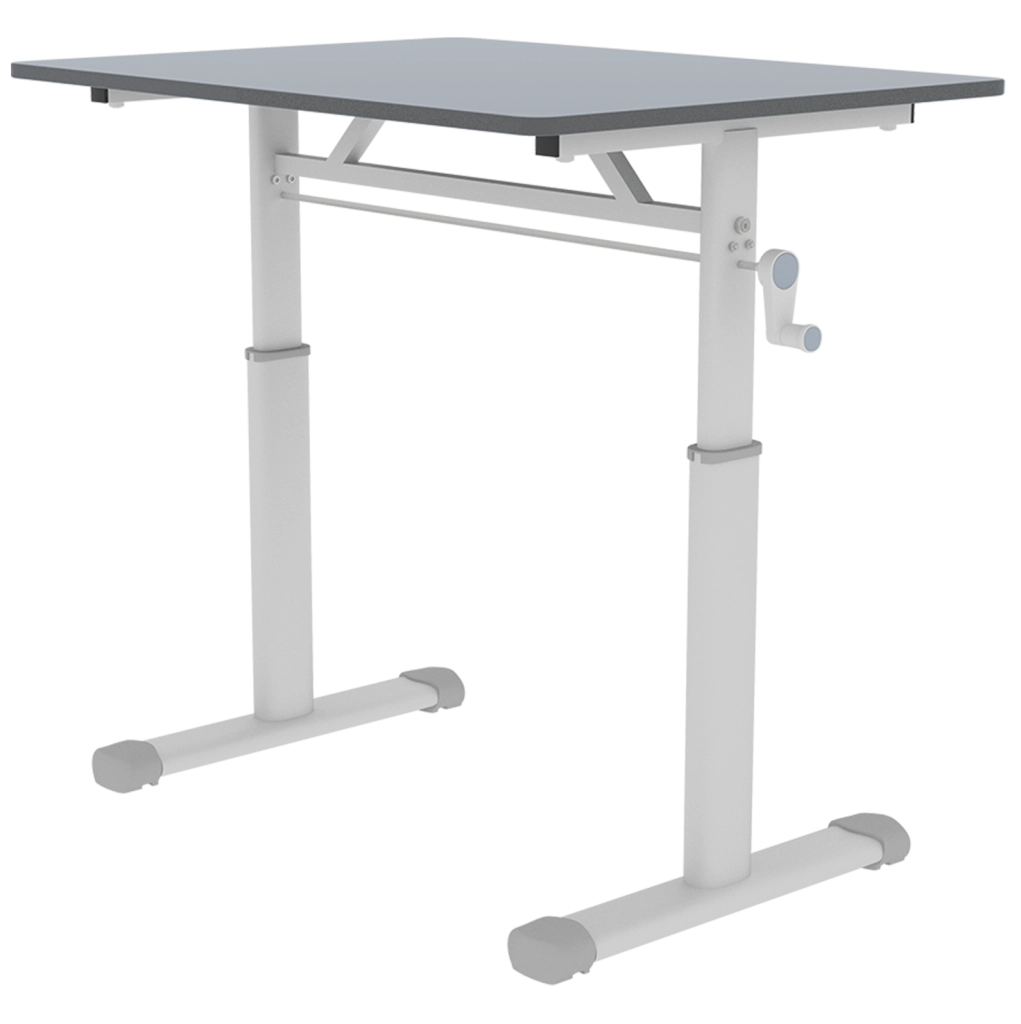 Scrivania regolabile in altezza 80x60 cm in metallo e legno grigio， manuale