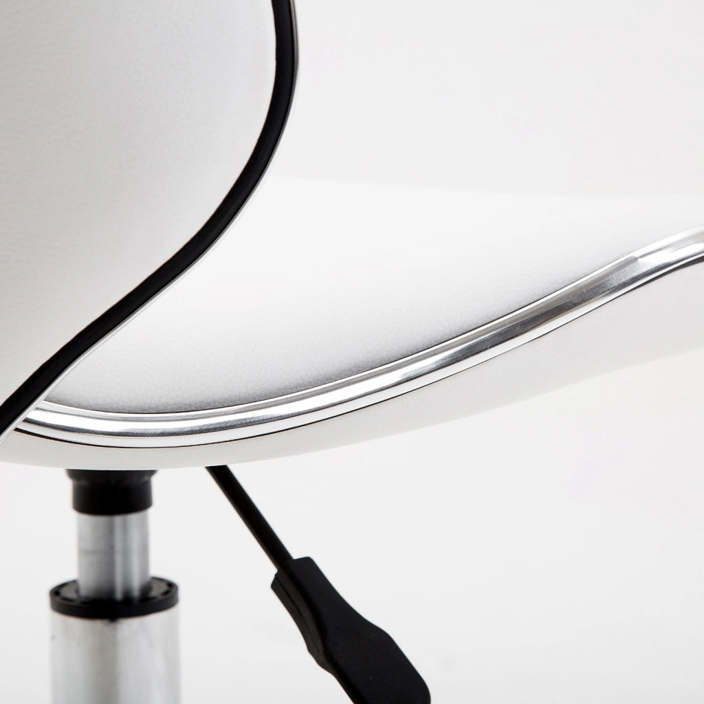 Sgabello da lavoro con rotelle e schienale ¨C zephmum ¨C bianco, regolabile 44-56 cm, 360¡ã