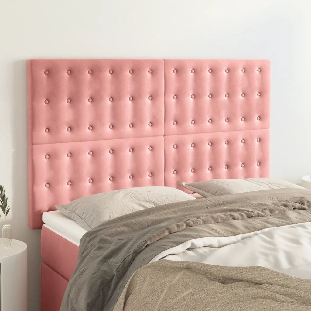 Testiera-Testata-Testiera Decorativa Rosa 144x5x118/128 cm Velluto 517708