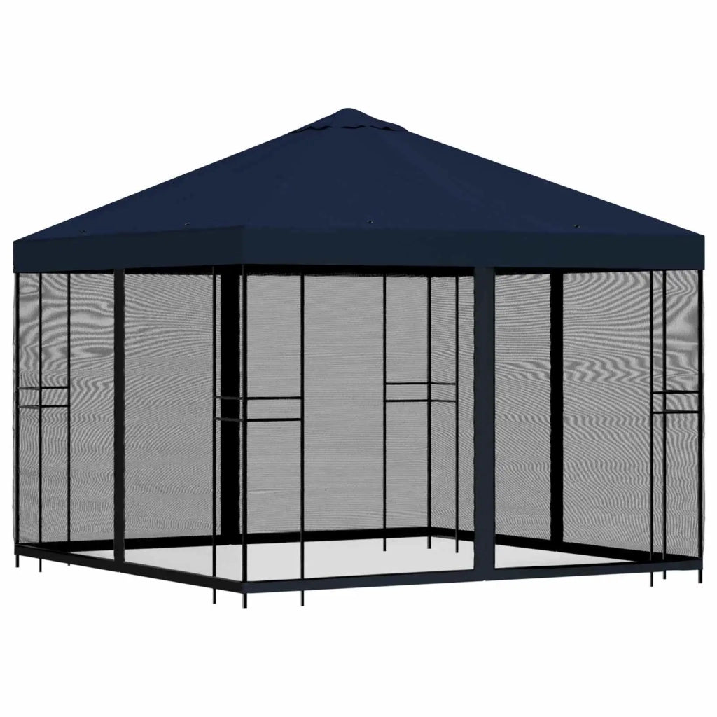 Gazebo da giardino con pareti laterali 3 x 3 m Blu 900343
