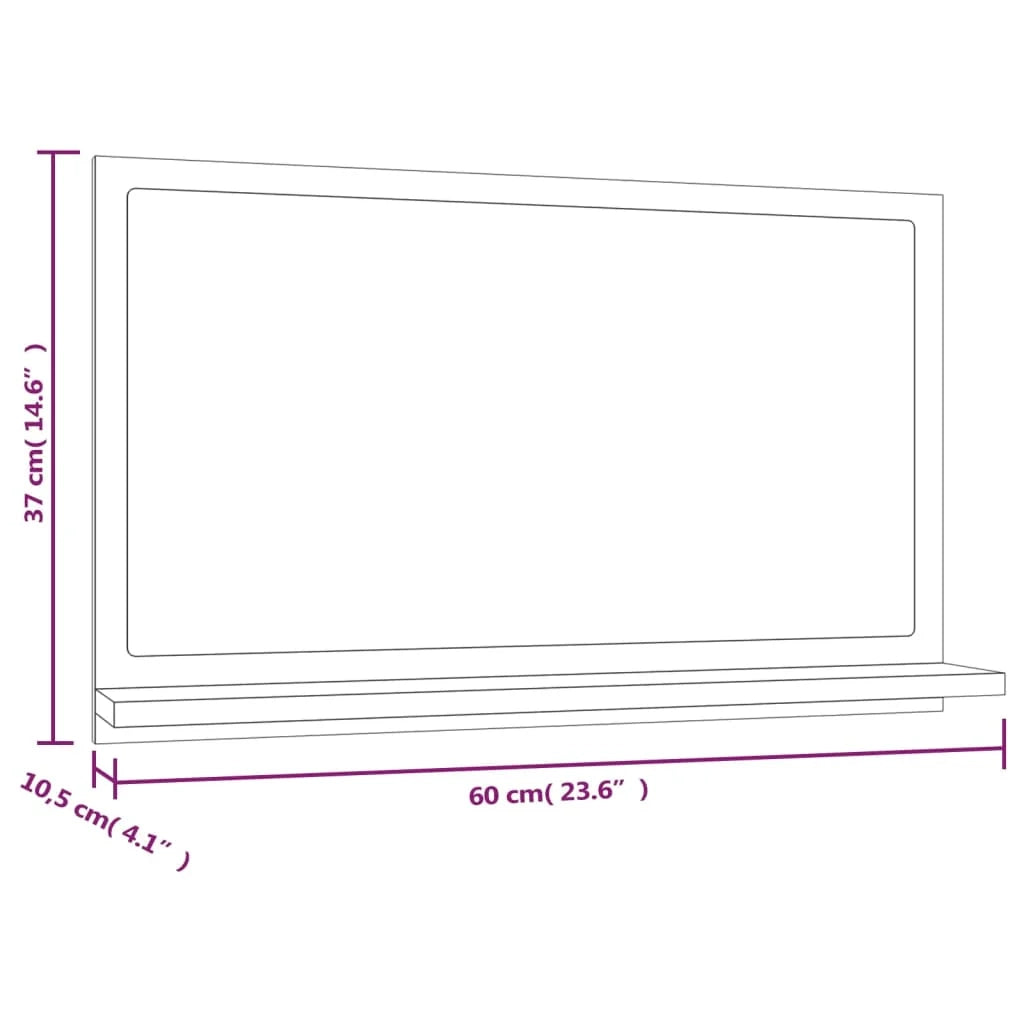 Specchio da bagno 60 x 10,5 x 37 cm in legno ingegnerizzato grigio 02_0006900