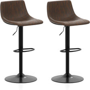 Set di 2 Sgabelli da Bar Moderno, Regolabile e Girevole a 360°, Sgabelli da Cucina con Schienale e Poggiapiedi, Sgabello Struttura in Metallo Stile Vintage da Casa, Marrone Rustico