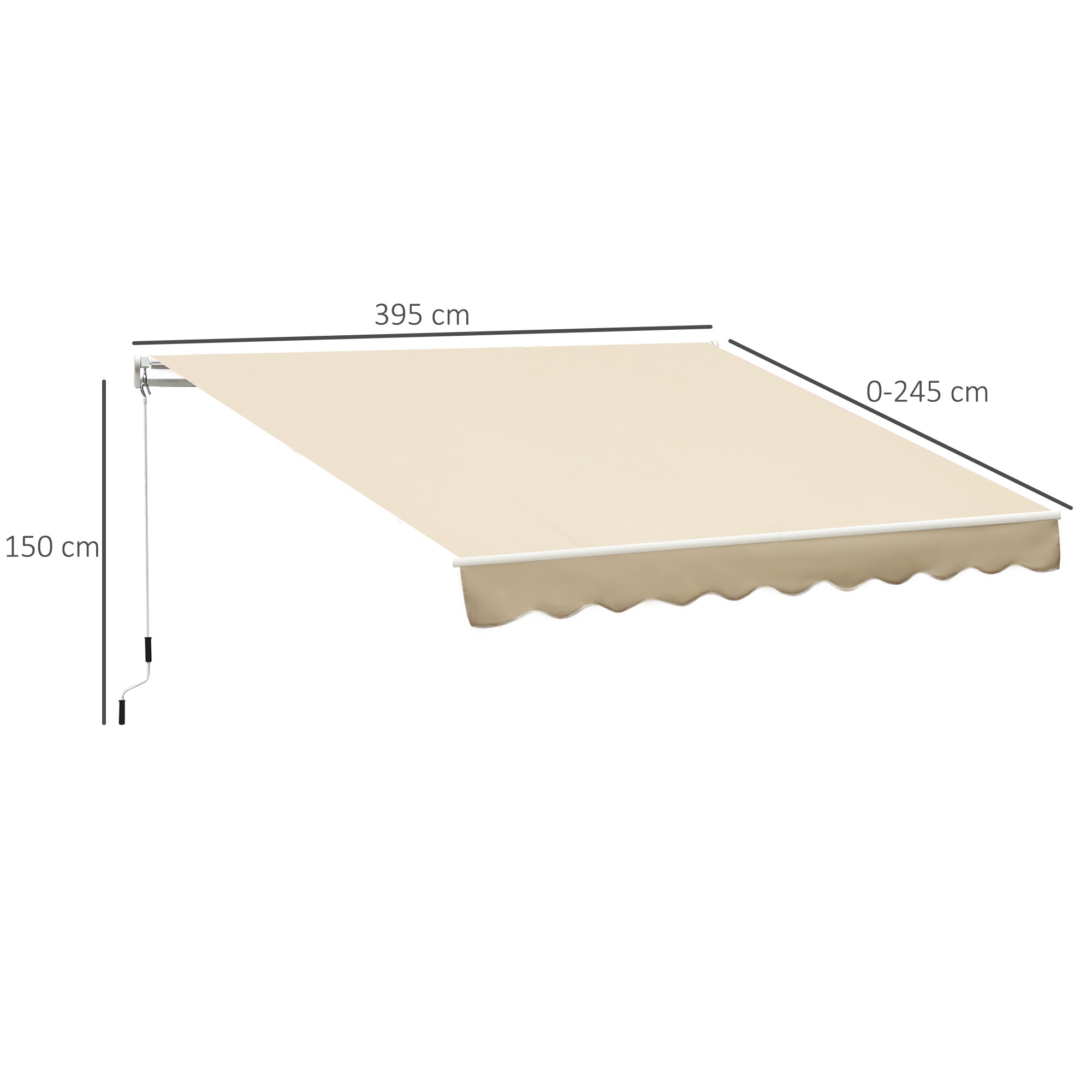 Tenda da Sole Avvolgibile a Parete 4x2.5m in Poliestere Beige