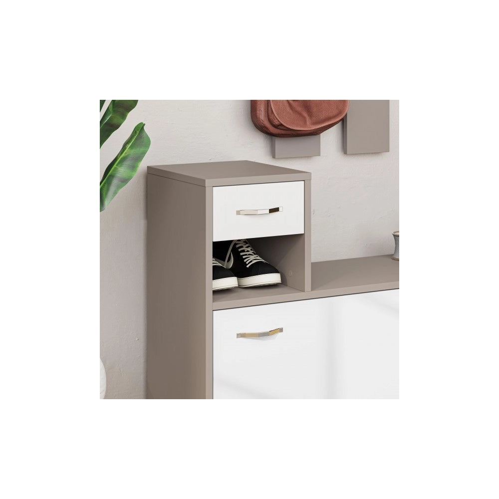 Mobile ingresso con specchio Rudolf colore tortora e bianco