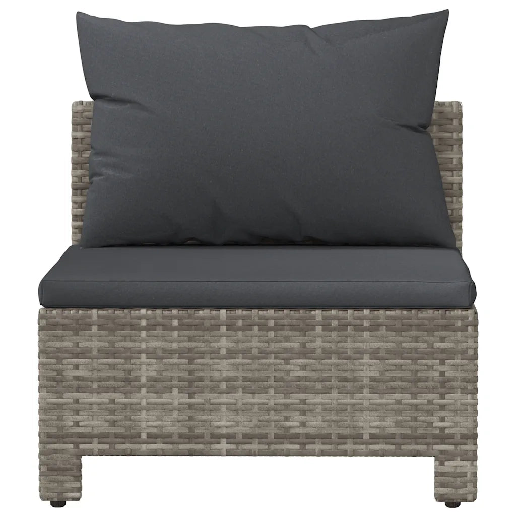 Divano da giardino centrale con cuscino grigio in polyrattan 362694