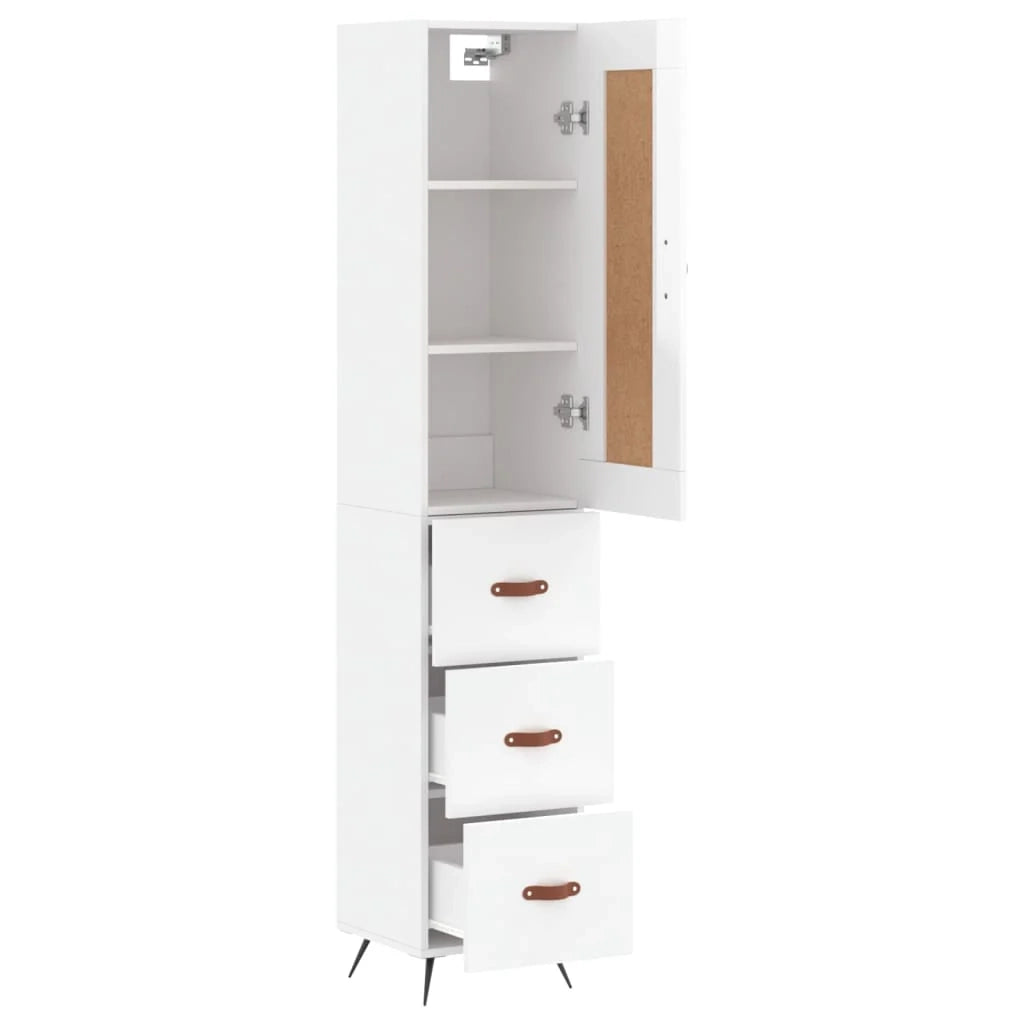 Buffet credenza cassettiera mobiletto mobile contenitore organizer cucina soggiorno lucido 34,5 x 34 x 180 cm legno ingegnerizzato bianco 02_0032797