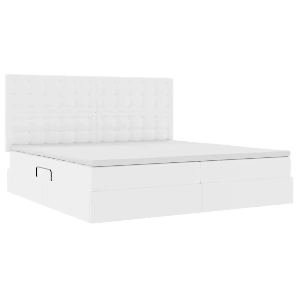 Letto con Contenitore Bianco Puro 200 x 200 cm Pelle Sintetica 3371682