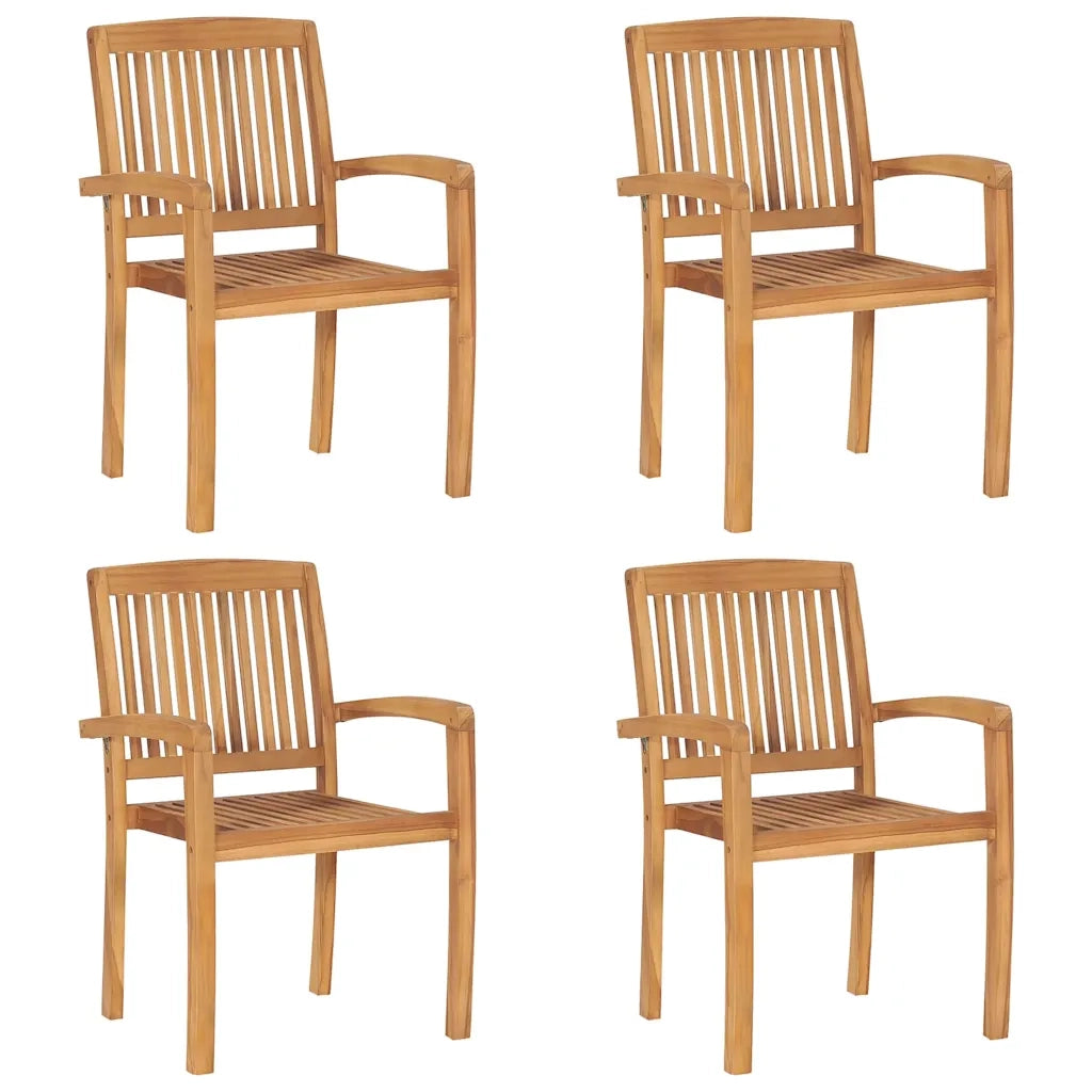 Sedie da Giardino Impilabili 4 pz con Cuscini Massello di Teak cod mxl 24431