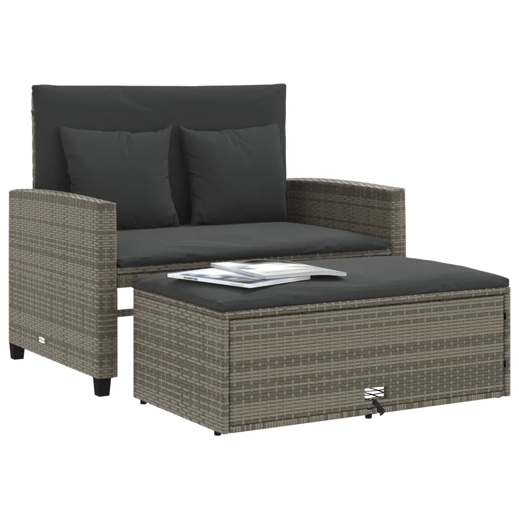 Divano da Giardino con Cuscini 2 Posti Grigio in Polyrattan 365134