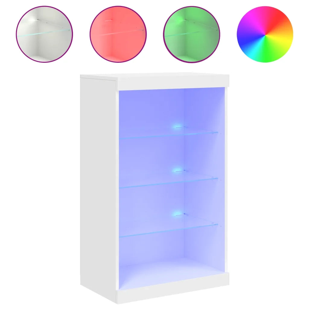 Credenza | Madia | Buffet da pranzo | Armadio da pranzo con Luci LED Bianca 60,5x37x100 cm