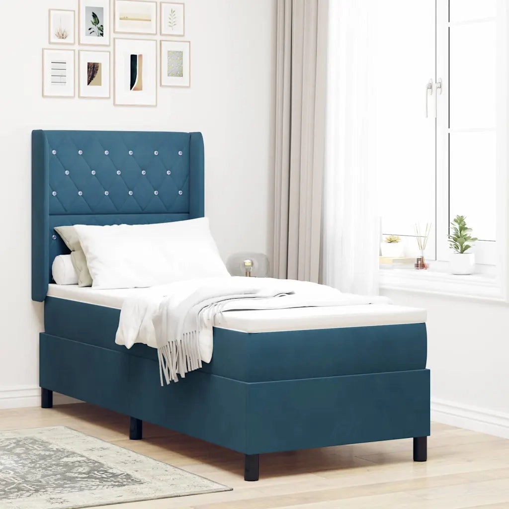 Letto a molle con materasso Blu 80 x 200 cm Velluto 3341928