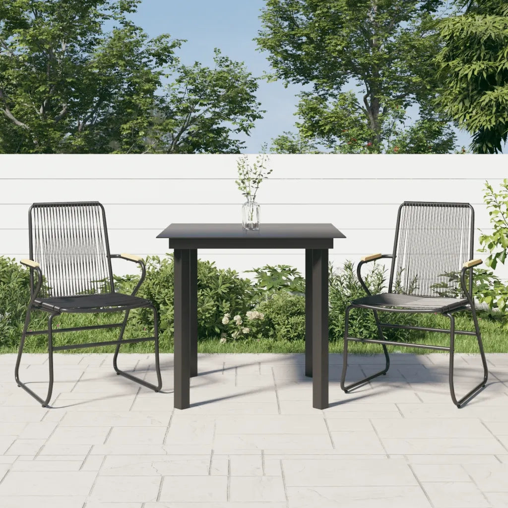 Set da Pranzo da Giardino 3 pz | Set Salotto da Giardino Nero in Rattan PVC