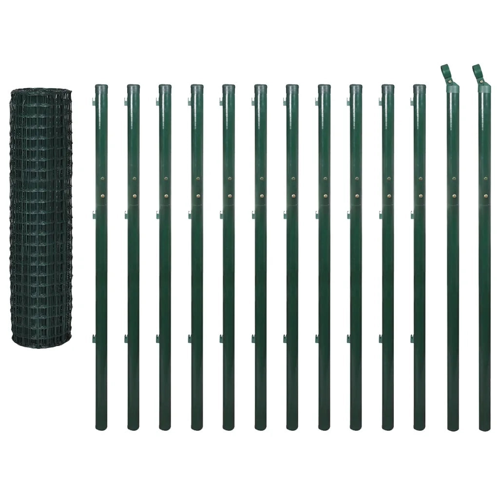 Recinzione Euro in Acciaio 25x1,7 m Verde 142402