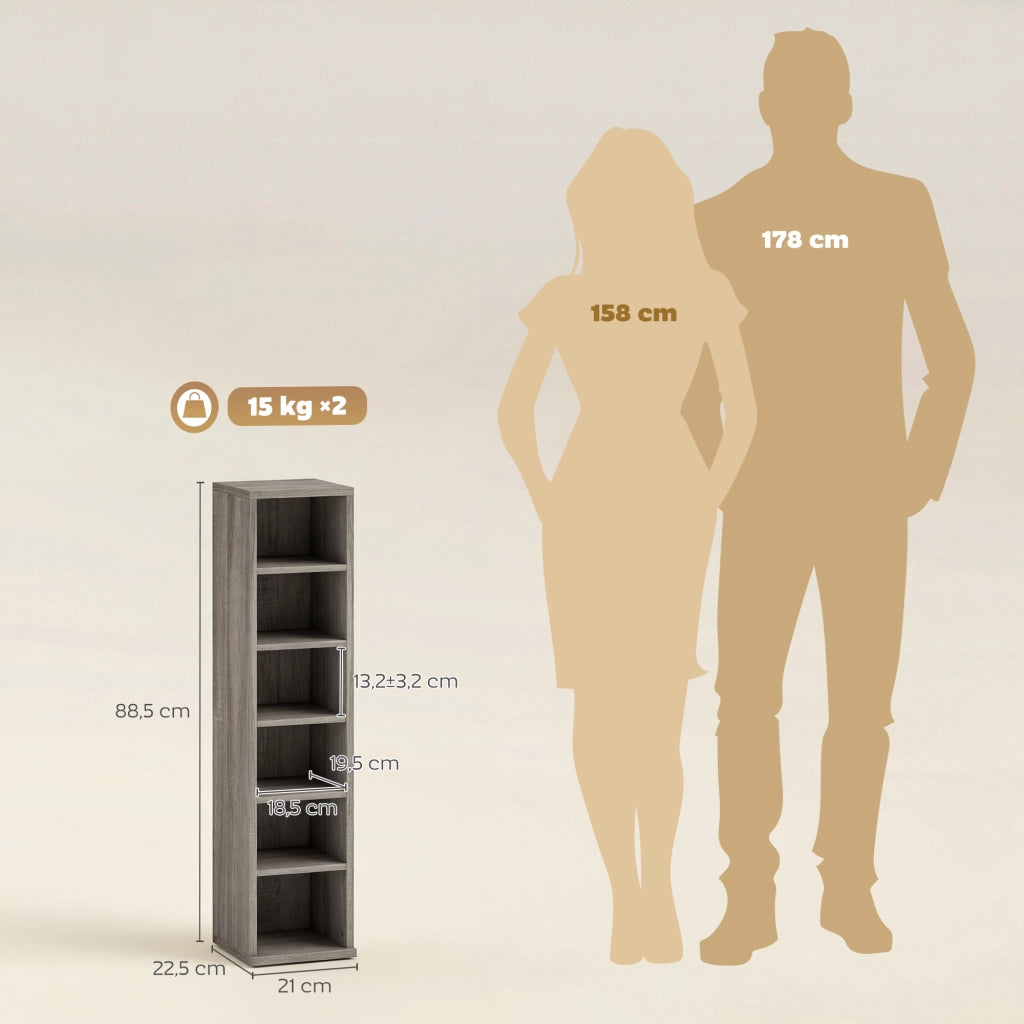 Armadio per CD e DVD ¨C zephmum ¨C 2 colonne, 12 compartimenti, 21x23x89 cm, grigio
