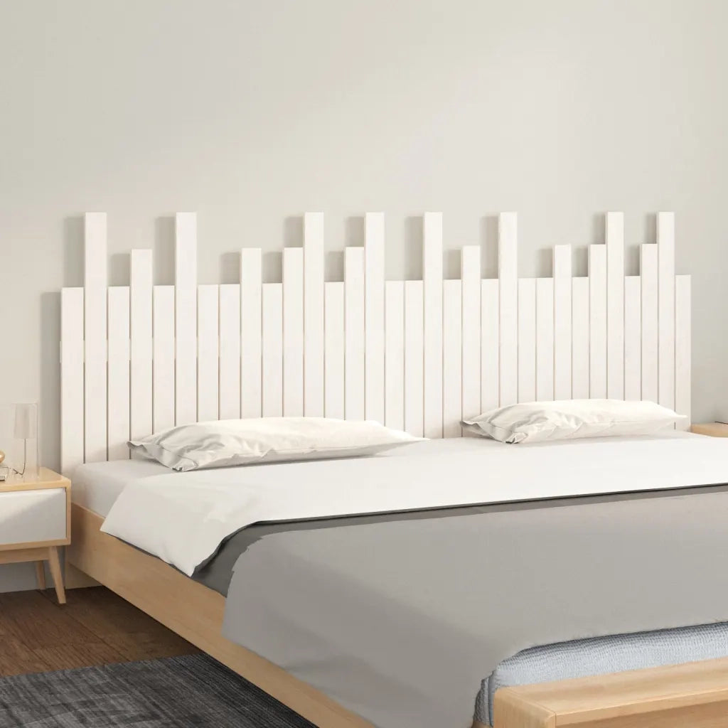 Testiera | Testata da Parete Bianca 204x3x80 cm in Legno Massello di Pino