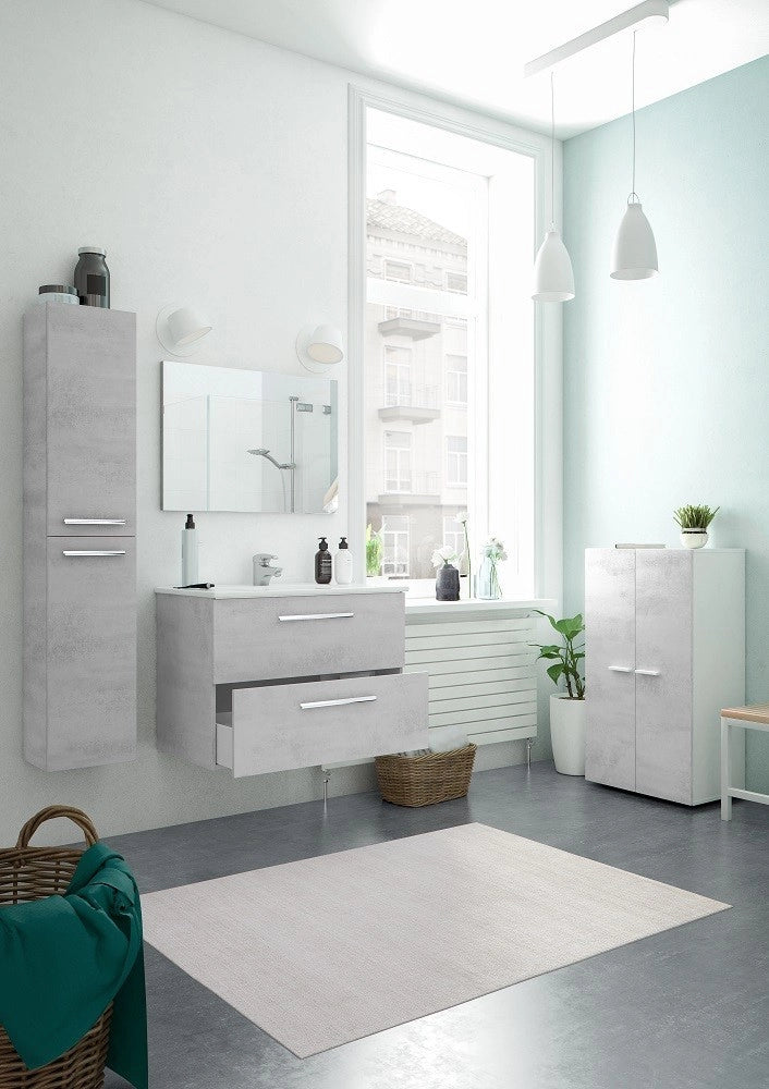 KIT MOBILE BAGNO ARUBA 2 CASSETTI CM.80X45X57H FINITURA CEMENTO