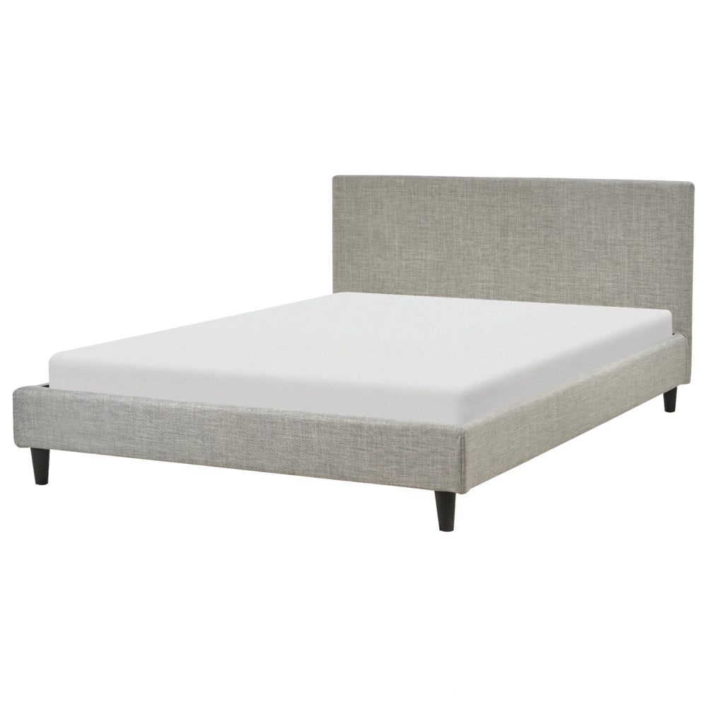 Letto matrimoniale in tessuto grigio chiaro con rete a doghe 140 x 200 cm stile contemporaneo