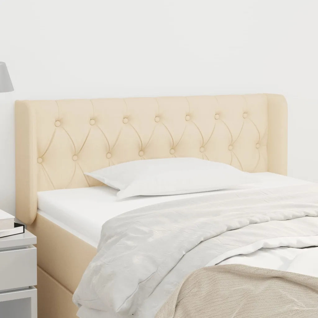 Testiera | Testata ad Orecchio Crema 103x16x78/88 cm in Tessuto