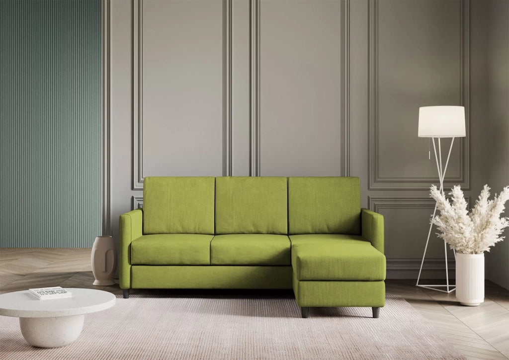 Divano karay 3 posti (tre sedute da 60cm) + pouf misure esterne l.198 p.155 | verde - Mobili 2G