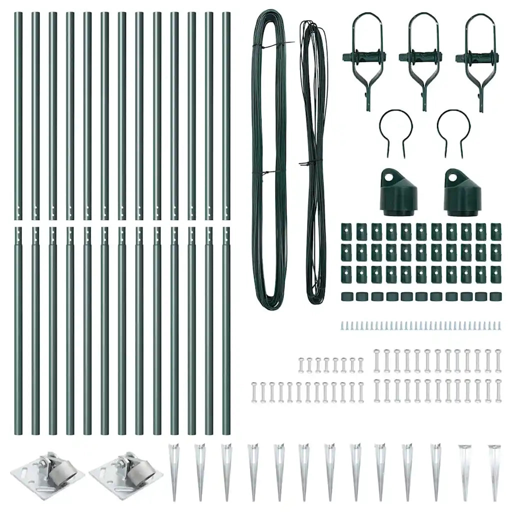 vidaXL Pali per Recinzione 13 pcs Verde Ø32mm 180 cm Acciaio zincato