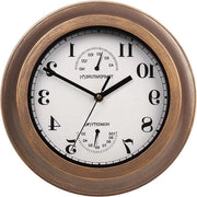 Orologio da parete impermeabile senza ticchettio - Orologio circolare creativo - Decorazione retro per patio, piscina, giardino, casa - 30 cm (marrone)