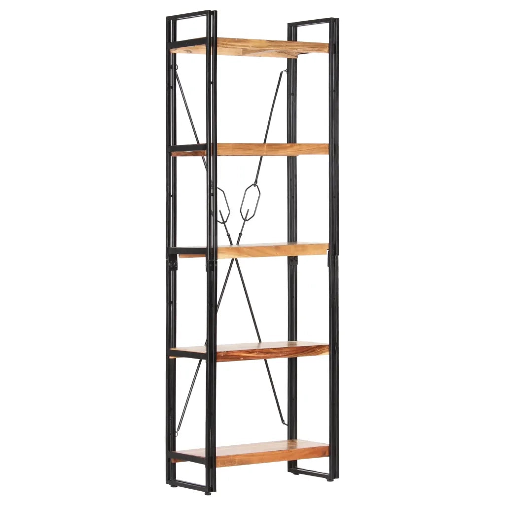 Libreria a 5 Ripiani-Scaffale per Libri-Mobile di Stoccaggio 60x30x180 cm in Legno Massello di Acacia