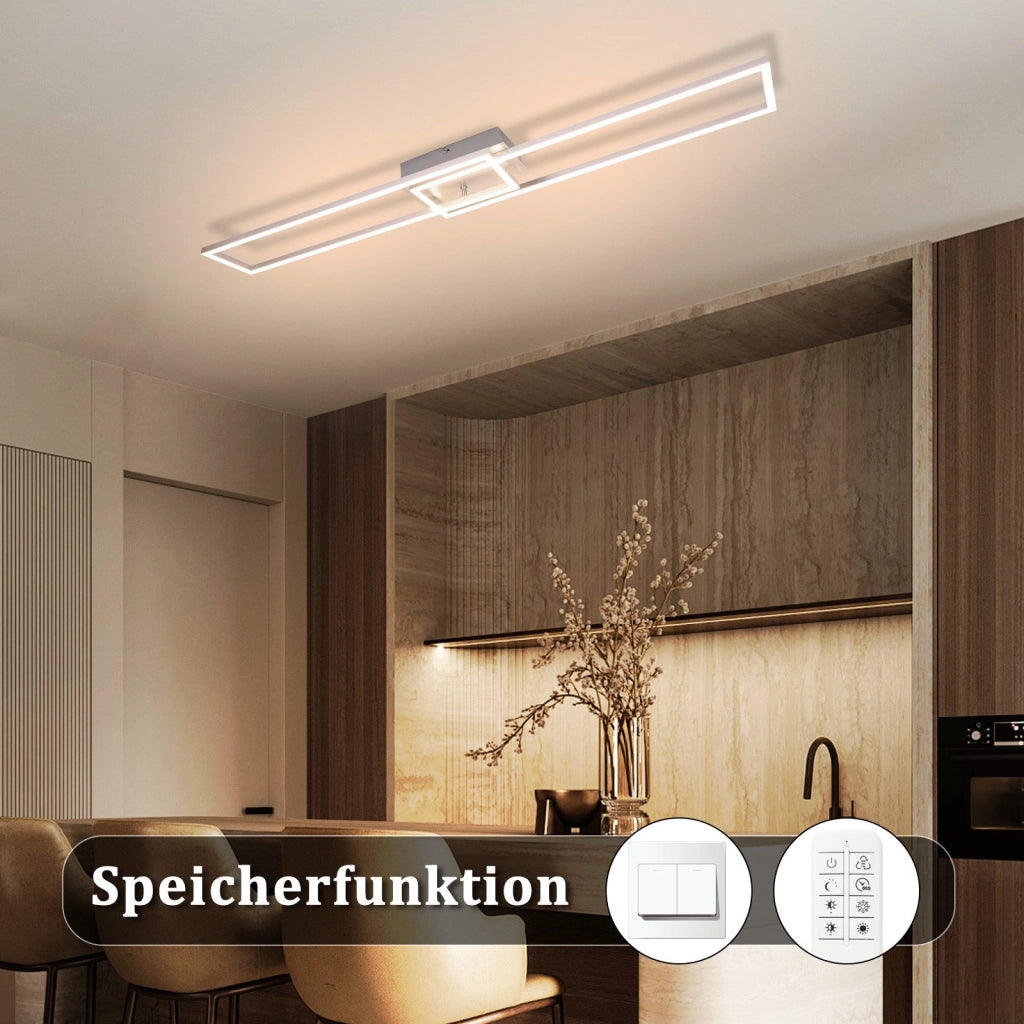 ZMH Lampada da soffitto plafoniera LED geometrica argentata dimmerabile 36W per camera letto soggiorno