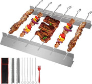 Set di 6 Spiedi per Barbecue in Acciaio Inox con Supporto e Tasca per il Trasporto