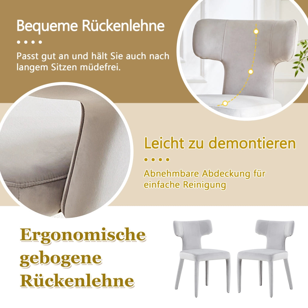 SEDIA da pranzo T 80,7 cm Grigio chiaro Set da 2 pezzi