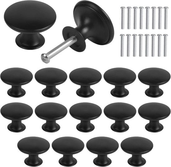 Maniglie a Sfera - Design Vintage - 12 Pezzi - Nero