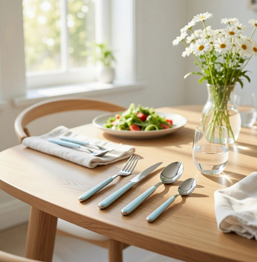 Servizio Set di Posate 24 pezzi in Acciaio Inox Eme Brio Azzurro 63