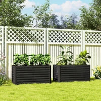 Aiuola Rialzata Set 2 Pezzi Rettangolari senza Fondo, in Acciaio Zincato, 120x60x60 cm, Grigio Scuro