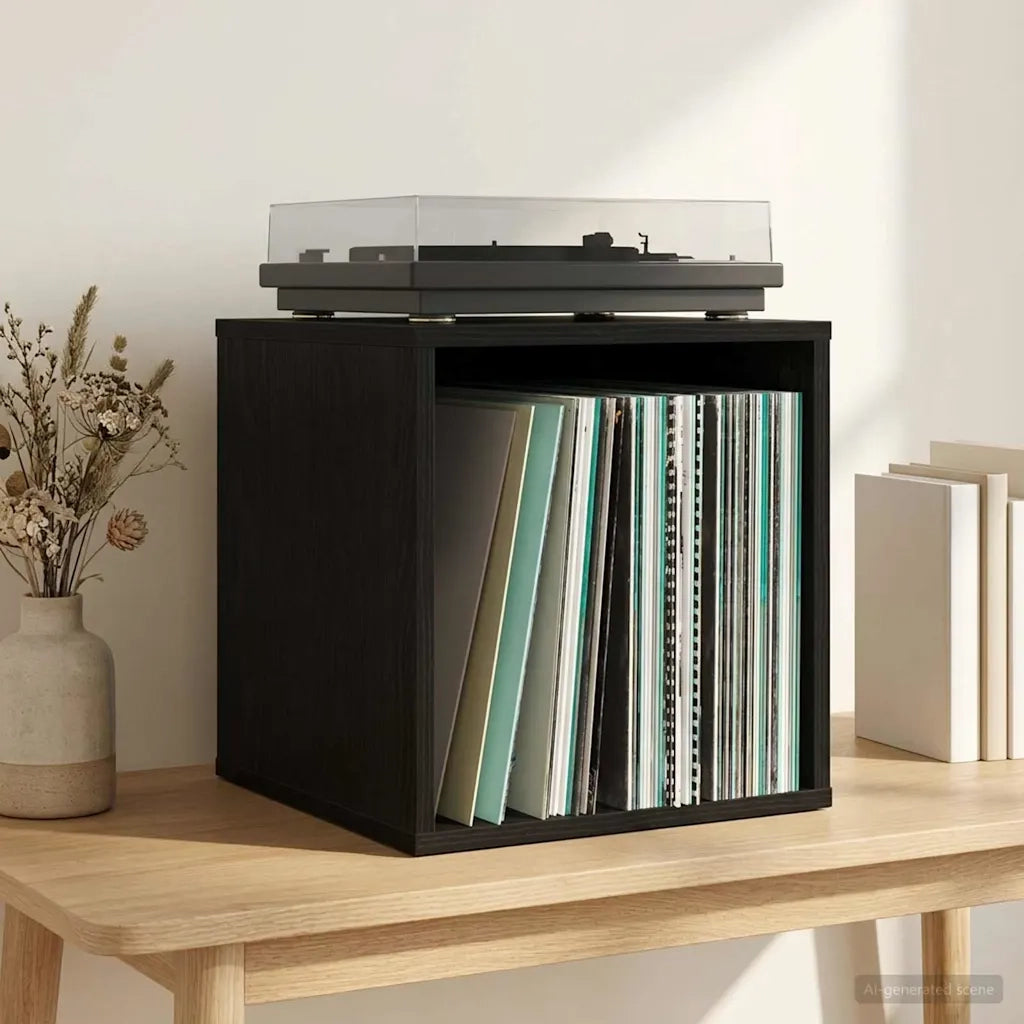 Scatola per album in vinile Rovere Nero 37 x 36,5 x 38 cm 8012844