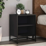 Comodino-Tavolino da notte Nero 40x31x50 cm Legno Multistrato e Metallo 391743