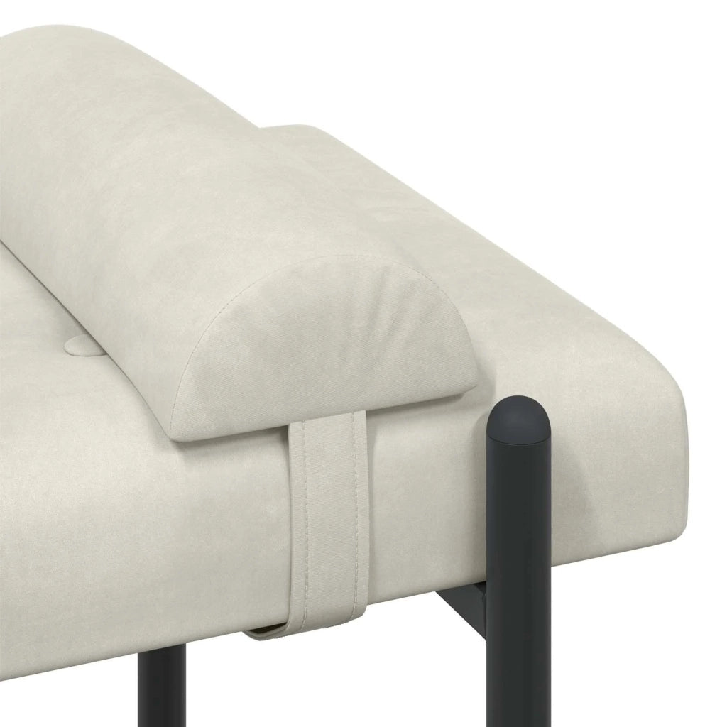 Panchina con bottoni e cuscini Crema 110 x 40 x 46 cm Velluto 42038393