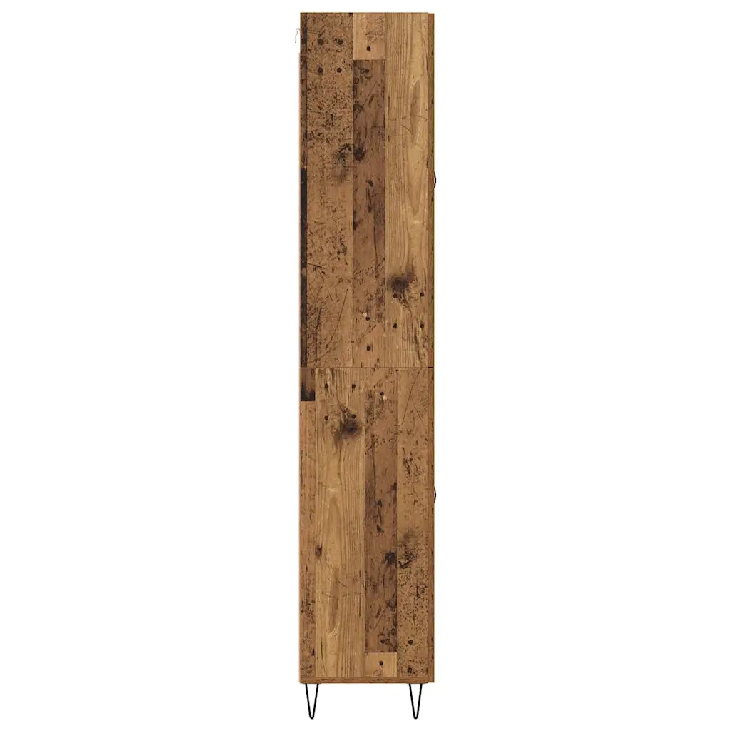 Credenza 2 pz-Set di 2 Buffet-Armadio da cucina Legno vecchio Legno ingegnerizzato e vetro 770523