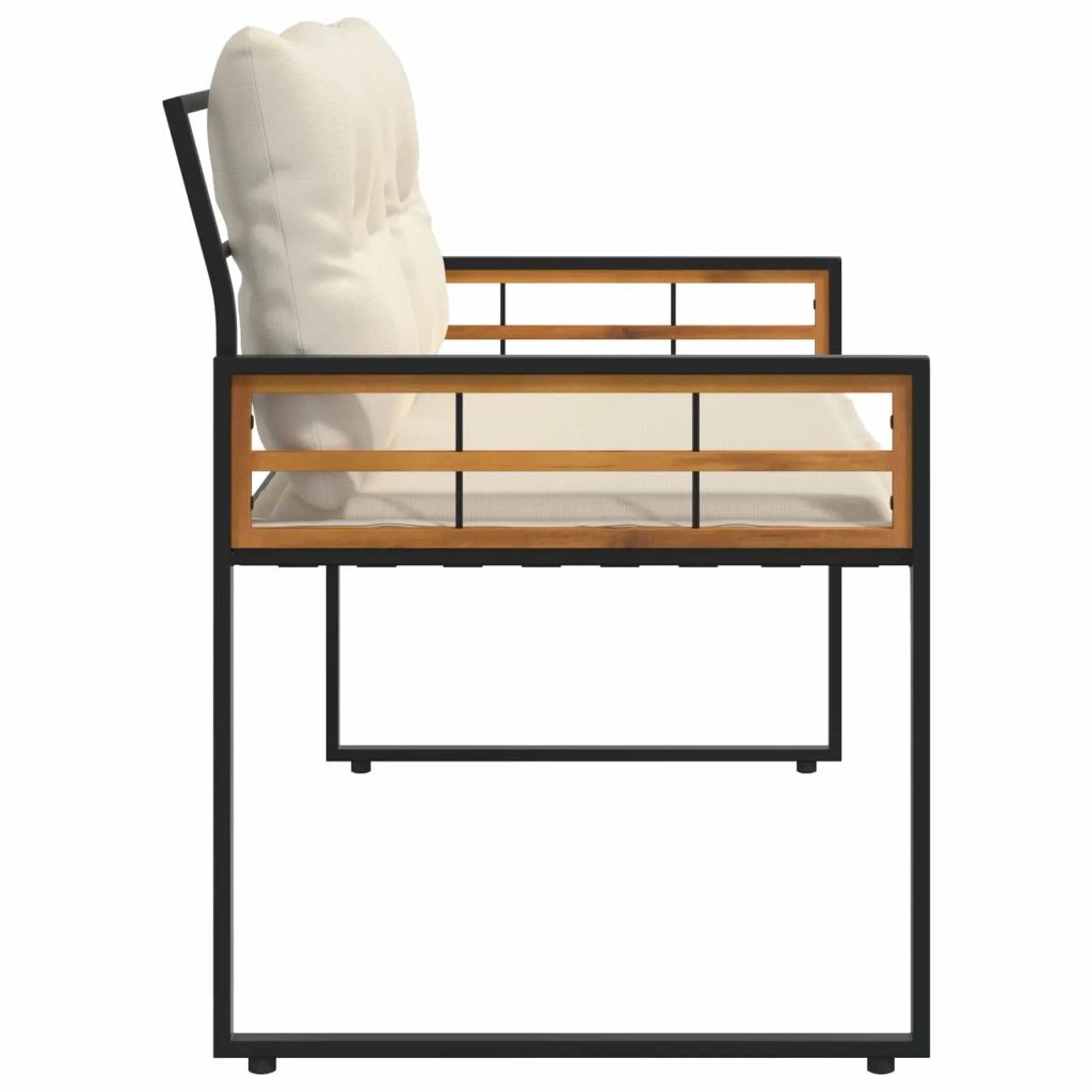 Panchetta in Legno a Strati con cuscino Crema 114 x 55 x 77 cm