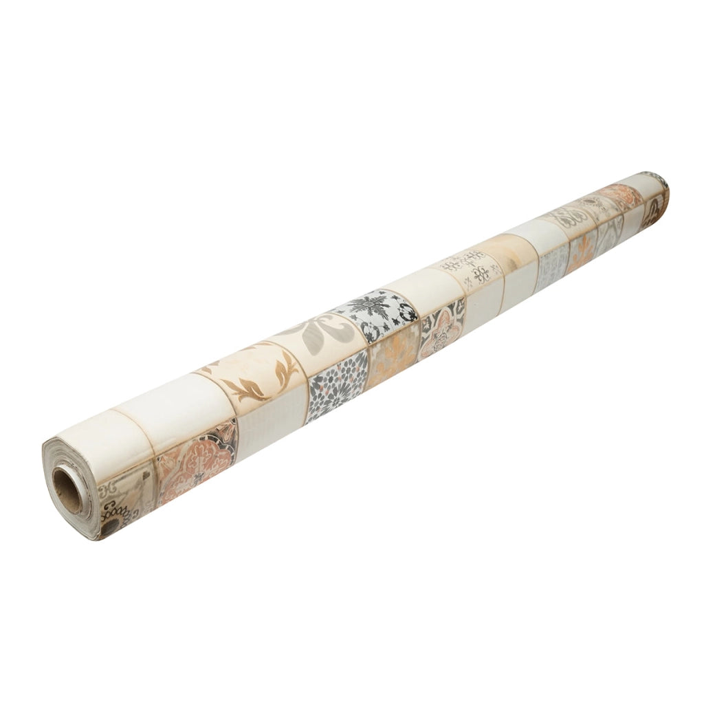 Rotolo tovaglia decorativa in PVC – modello piastrelle vintage Materiale: PVC con supporto tessile (45 g/m²)  Dimensioni rotolo: 1,37 × 20 m Breckner Germany