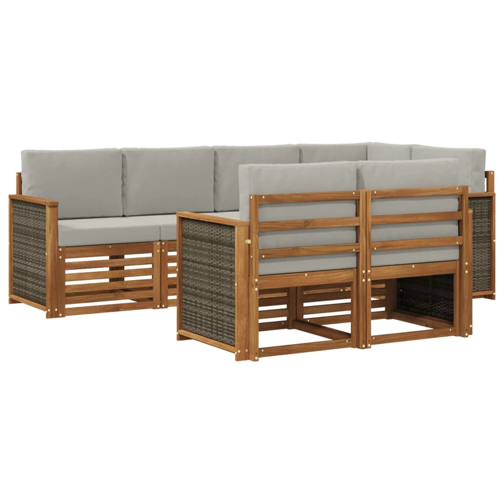 Set di divani da esterno 6 pz Naturale e Grigio Chiaro 3384467