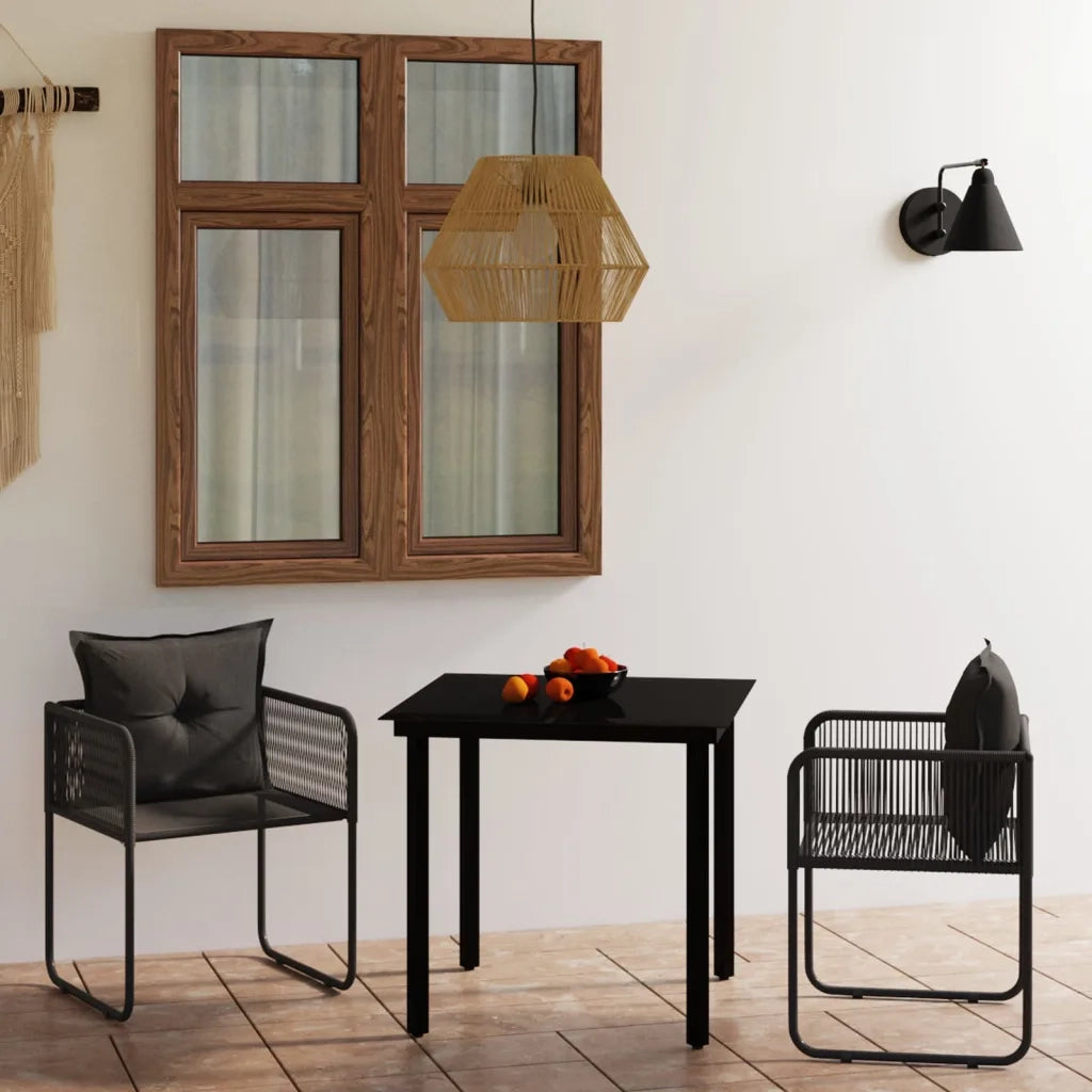 Set Mobili da Pranzo per Giardino 3 pz Nero cod mxl 45862