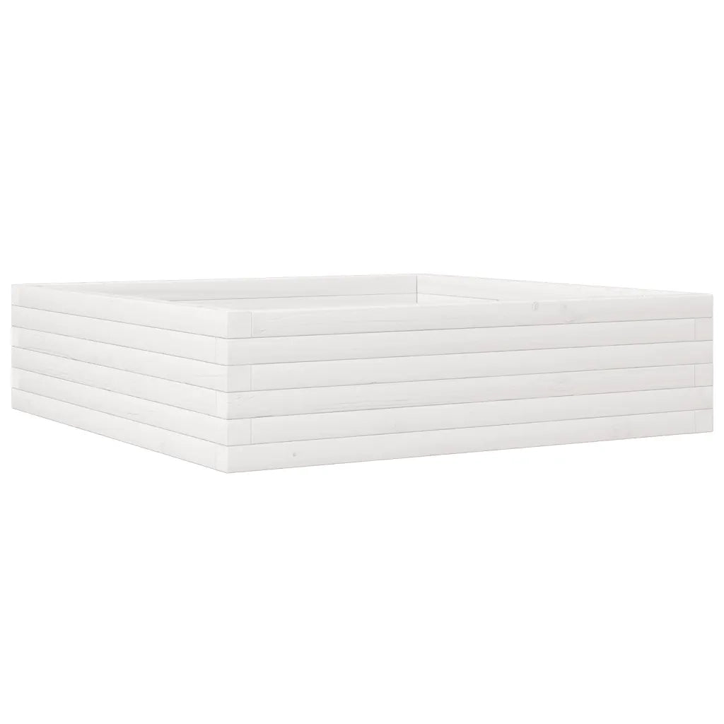 Fioriera da Giardino-Vaso da Esterno Bianca 90x90x23 cm Legno Massello di Pino