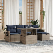 Set Divani da Giardino 6 pz con Cuscini Grigio in Polyrattan 3274971
