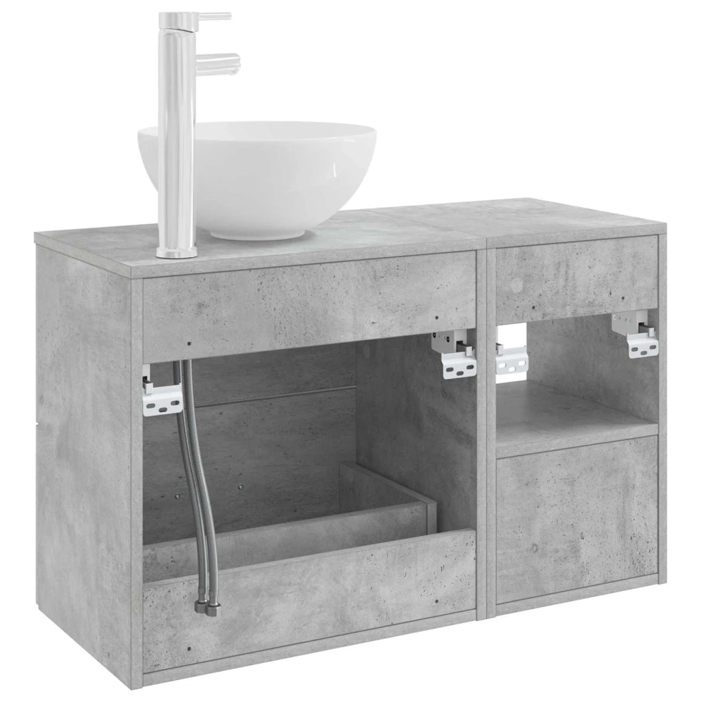 Set di mobili per il bagno 2 pz Grigio Cemento 3403875