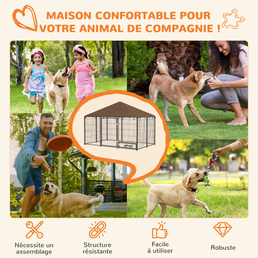 Cuccia per Cani Esterna in Acciaio e Tessuto Oxford ¨C zephmum ¨C Grigio